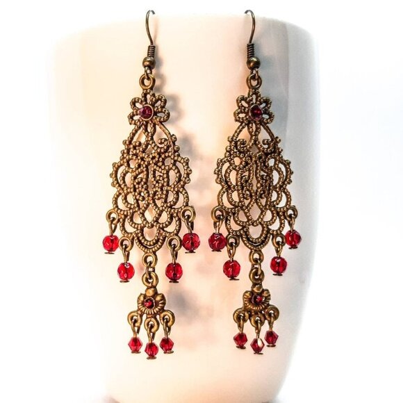NWT Artisan Handcrafted Dangling Earrings Dangle & Drop Victorian Goth - Picture 6 of 15